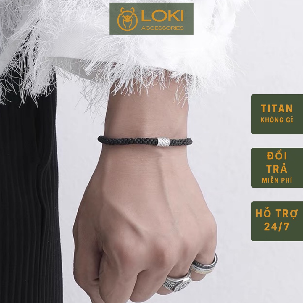Vòng Tay Nam Nữ Unisex Thời Trang Đeo Basic Loki Accessories Màu Bạc Đen - VT Silver Pillar