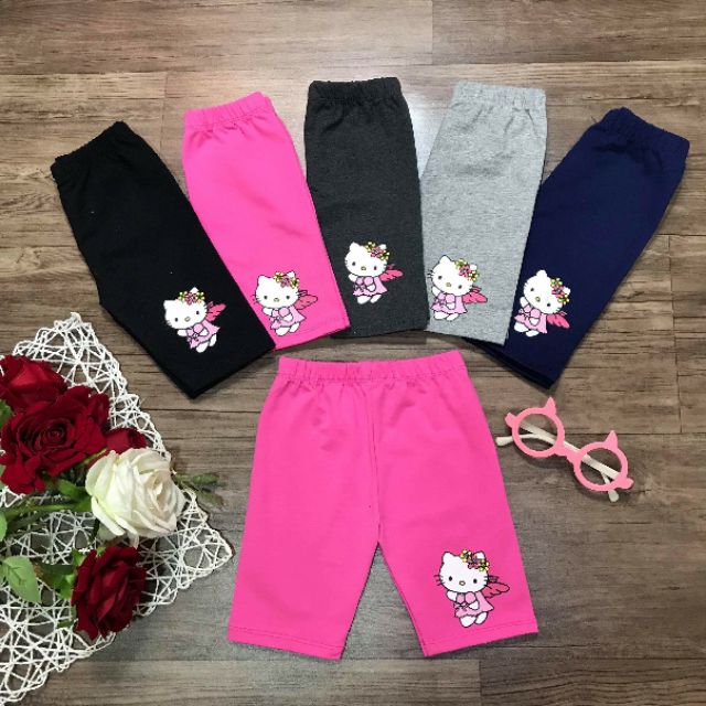 Quần ngố legging bé gái cotton co dãn mỏng mát