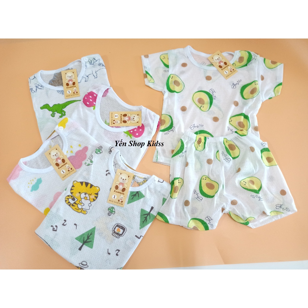 Sale !!! Bộ Cộc Tay Thông Hơi Cài Vai Cho Bé (6-16kg)(1143 )