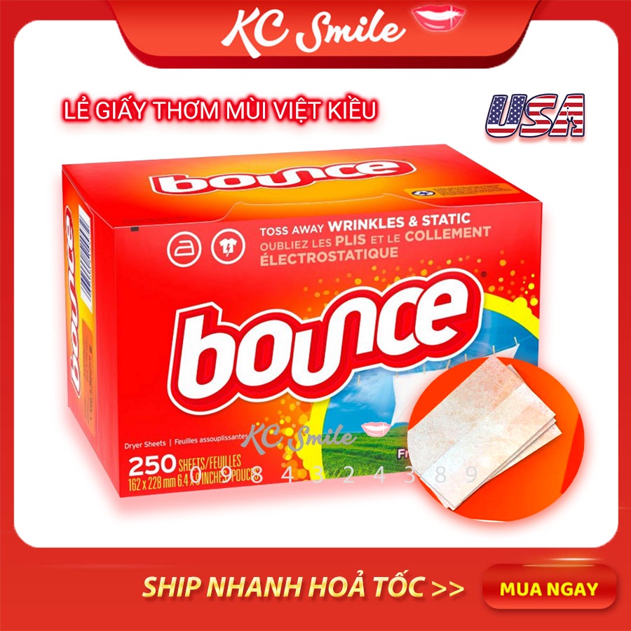 Giấy thơm quần áo Bounce chính hãng hàng nhập Mỹ -  Làm mềm vải và thơm tủ quần áo, khử mùi ẩm mốc