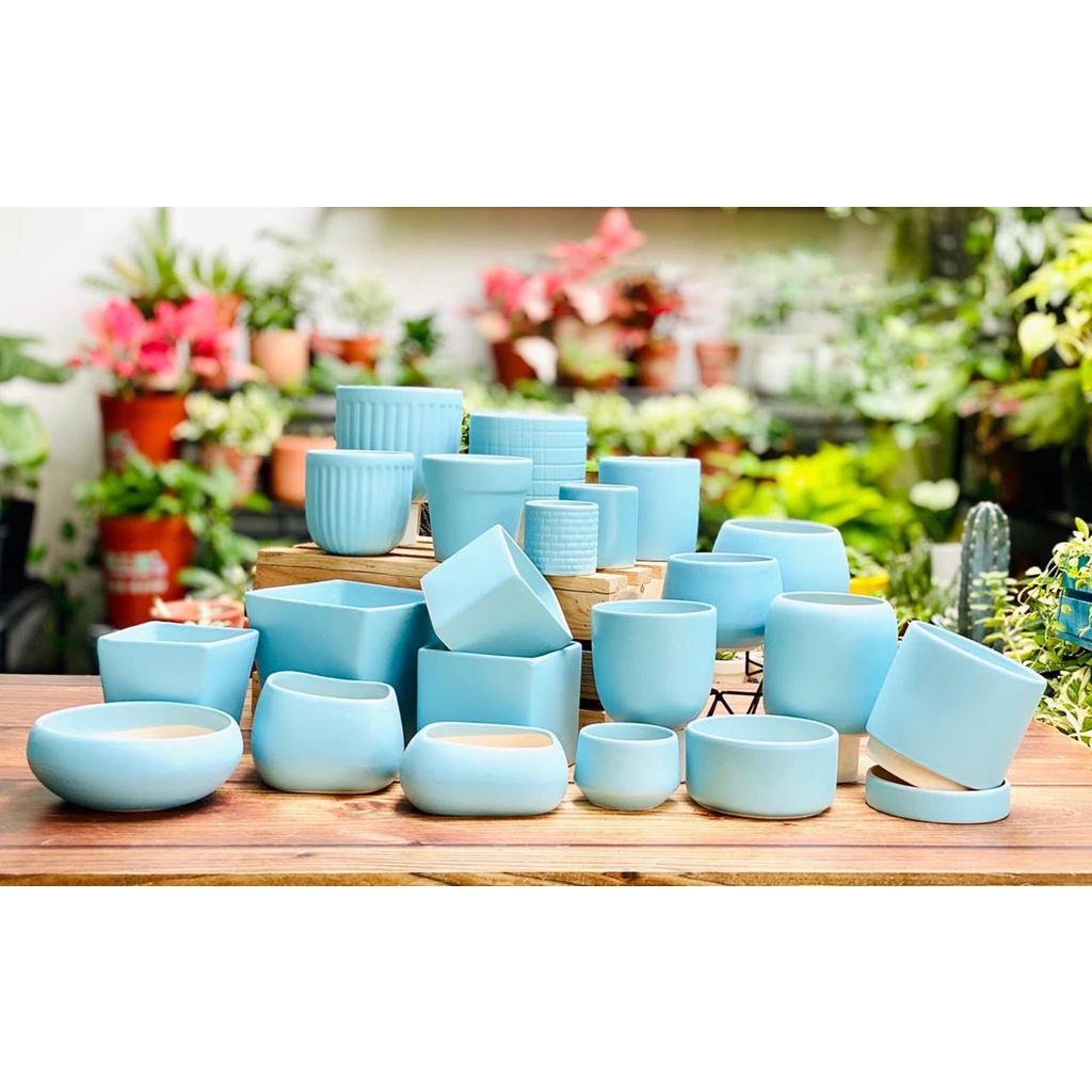 Chậu gốm sứ trồng cây cảnh mini để bàn,cắm hoa khô men mát Bát Tràng kiểu dáng 3 chân cao