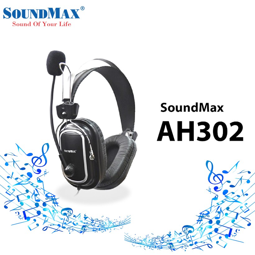 Tai nghe Soundmax AH 302 (Đen) Chính hãng phân phối