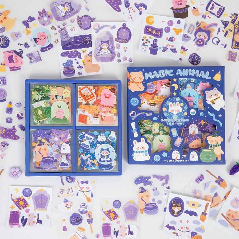 🌸Sticker 100 tấm Hộp quà tặng 100 tấm trang trí bìa sách sổ lưu niệm dễ thương🌸