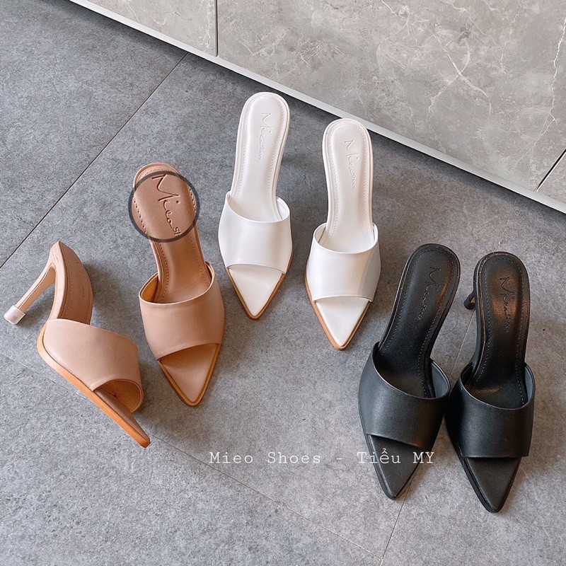 Guốc nhọn quai da Basic [ Mieo Shoes D2055 D2056 D2057]