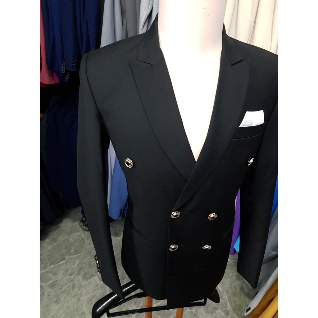 Áo vest nam ôm body mẫu 6 nút chất vải mềm mịn co giãn nhẹ màu đen