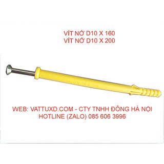 Vít Lắp Đặt M10x200mm có kèm nở nhựa (túi 50 vít)