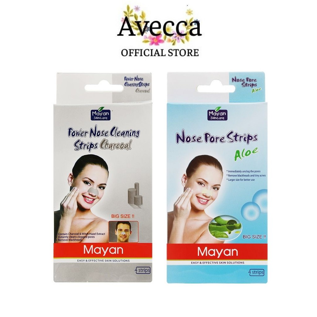 Miếng Dán Lột Mụn Mũi (Mụn Cám) Lô Hội, Than Hoạt Tính Mayan Hàn Quốc Hộp 4 Miếng