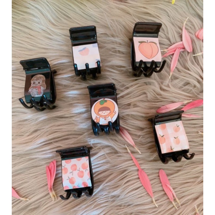 Cạp tóc càng cua 5 răng dán họa tiết xinh xắn