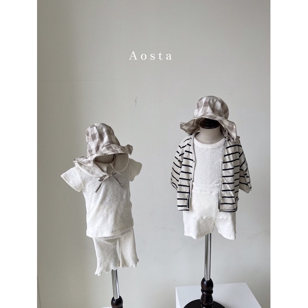 Áo cổ sen thun gân bé gái Aosta