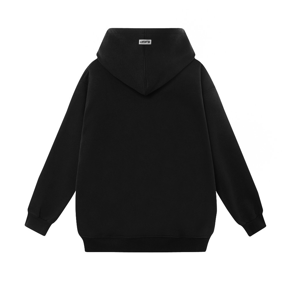 Áo hoodie unisex trơn 4lucky - 6125 chất nỉ cotton dày dặn, ấm áp