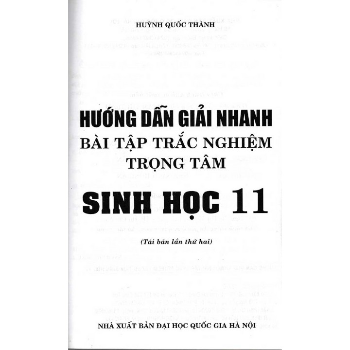 Sách - Hướng Dẫn Giải Nhanh Bài Tập Trắc Nghiệm Trọng Tâm Sinh Học 11