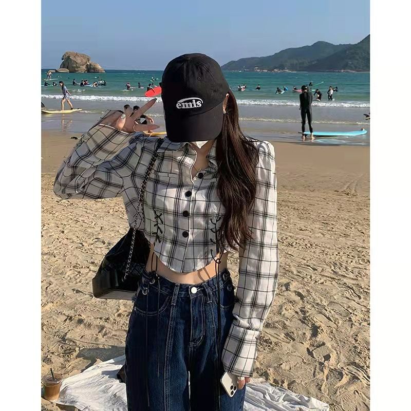 Áo Sơ Mi Tay Dài Dáng Rộng Họa Tiết Kẻ Sọc Trắng Đen Thời Trang Xuân Hè Cho Nữ