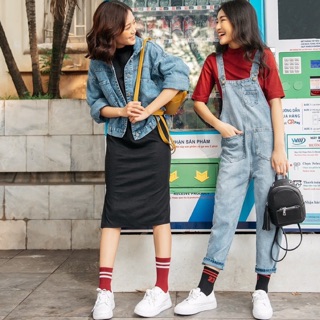 Yếm jean dài size M