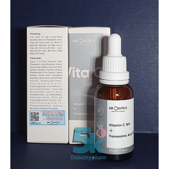 Serum Vitamin C DrCeutics - Ngừa Lão Hóa, Sáng Da, Mờ Thâm Nám - VitaminC 16% + Tranexamic Acid 3%