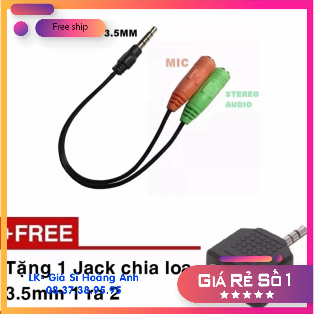 Đầu Jack 3.5 Chia 1 Ra 2 Tai Nghe Và Micro