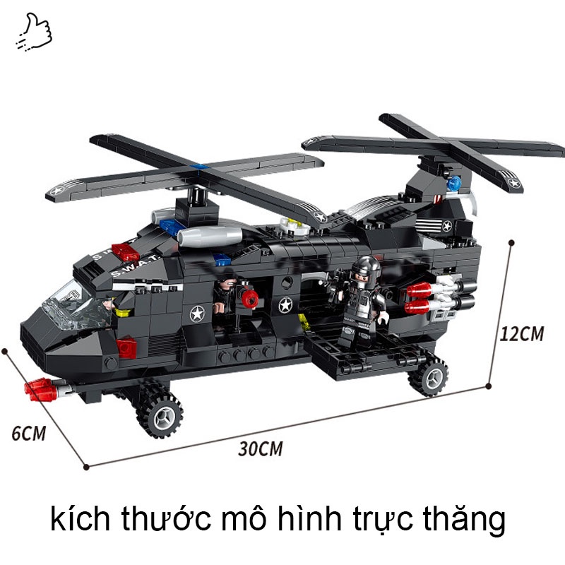 Đồ Chơi Lắp Ráp Kiểu LEGO Mô Hình 6 in 2 Máy Bay Vận Tải, Tàu Tuần Tra, Xe Cảnh Sát Police Patrols No 750CT Với 700+ Pcs