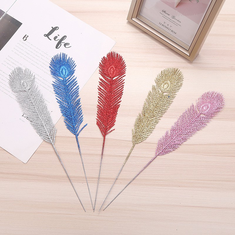 Cành đuôi công nhỡ phủ nhũ, kim tuyến trang trí oản tài lộc, tháp bánh, tháp nước | Phụ kiện trang trí