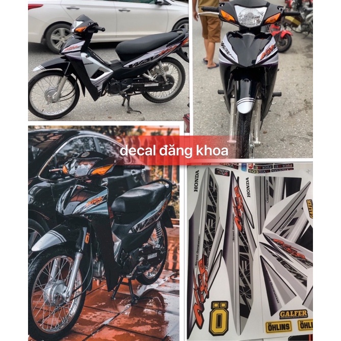 Tem WAVE 110 -50cc-100cc màu đen bạc tem 3lớp đẹp chống phai màu