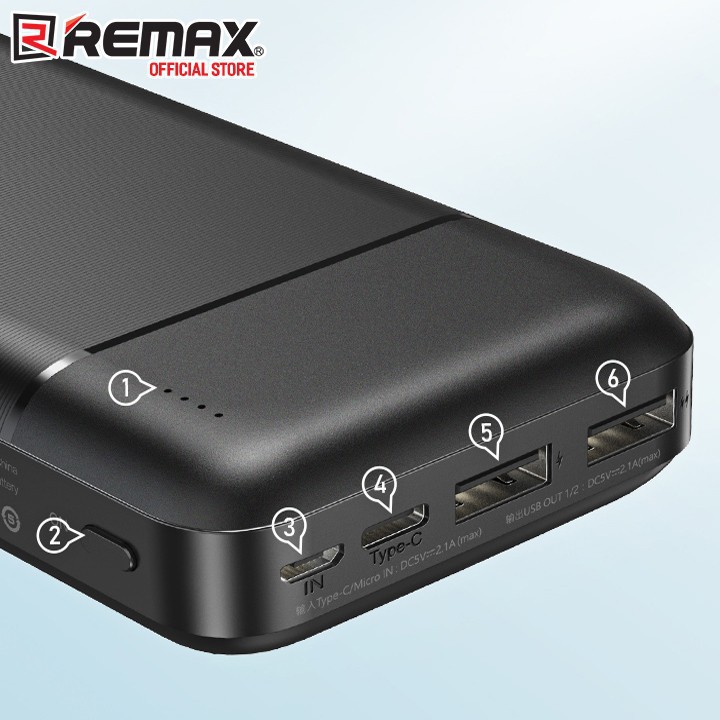 Pin Sạc Dự Phòng 20000mAh Remax RPP-166 Lango Series Fast Charing 2.1A Tích Hợp 2 Cổng USB