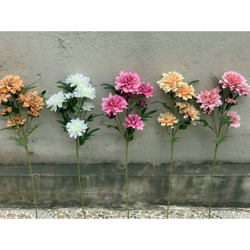 Cành Thược Dược Hoa Giả 7 bông cành dài Hoa Giả Trang Trí Hoa Decor Hoa Đẹp