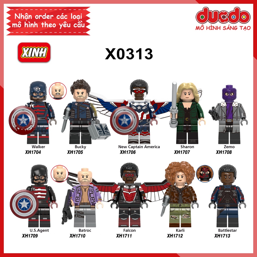 Minifigures các nhân vật trong Marvel Winter Soldier Falcon - Đồ chơi Lắp ghép Xếp hình Mini Mô hình Iron Man XINH X0313