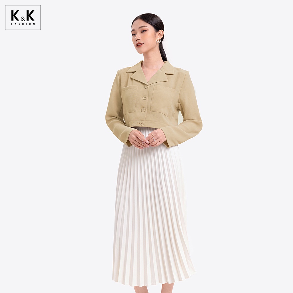 Áo Khoác Lửng Hai Túi K&amp;K Fashion AK10-33 Tay Dài Chất Liệu Cotton
