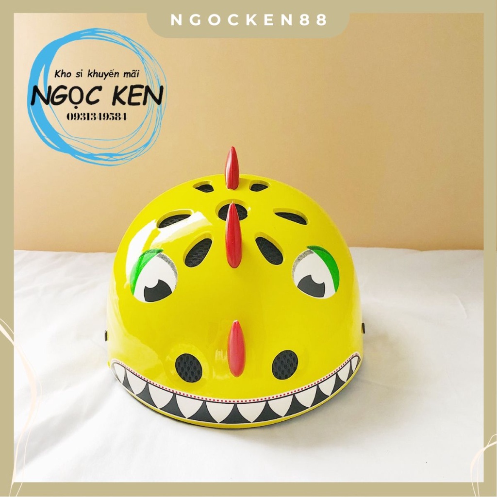 Mũ bảo hiểm ngộ nghĩnh cho bé đi xe đạp, patin, siêu nhẹ họa tiết khủng long dễ thương, đáng yêu cho bé – Ngọc Ken Shop