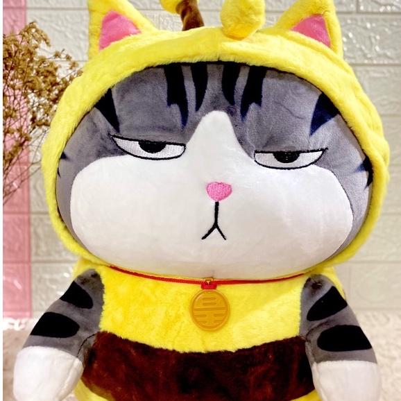 Gấu Bông Mèo - Thú Nhồi Bông Mèo Hoàng Thượng Cosplay Ong , Thú Bông Cún Ong Mèo Bông Size 35-45-65-80Cm