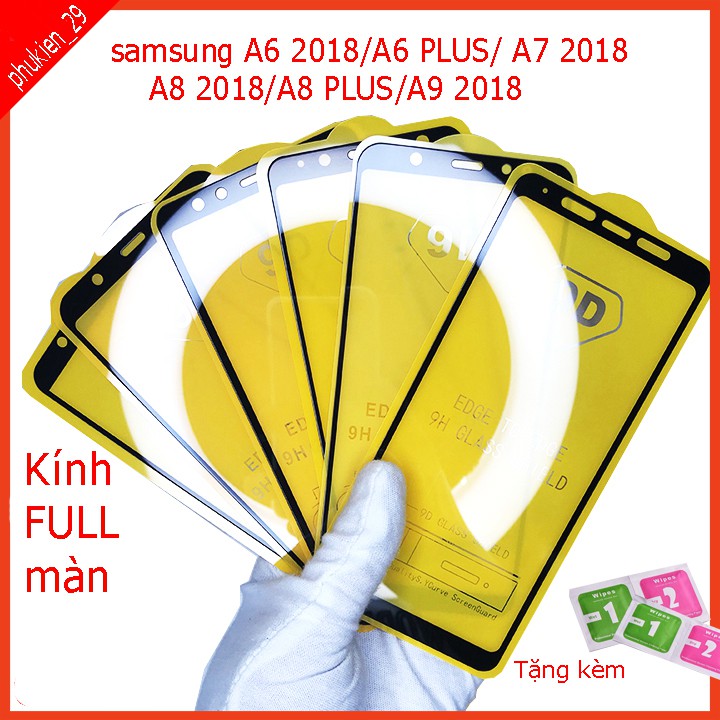 Cường lực SAMSUNG A6 2018,A6 PLUS, A7 2018,A8 2018,A8 PLUS, A9 2018, Tặng kèm giấy lau kính khô và ướt PHUKIEN_29