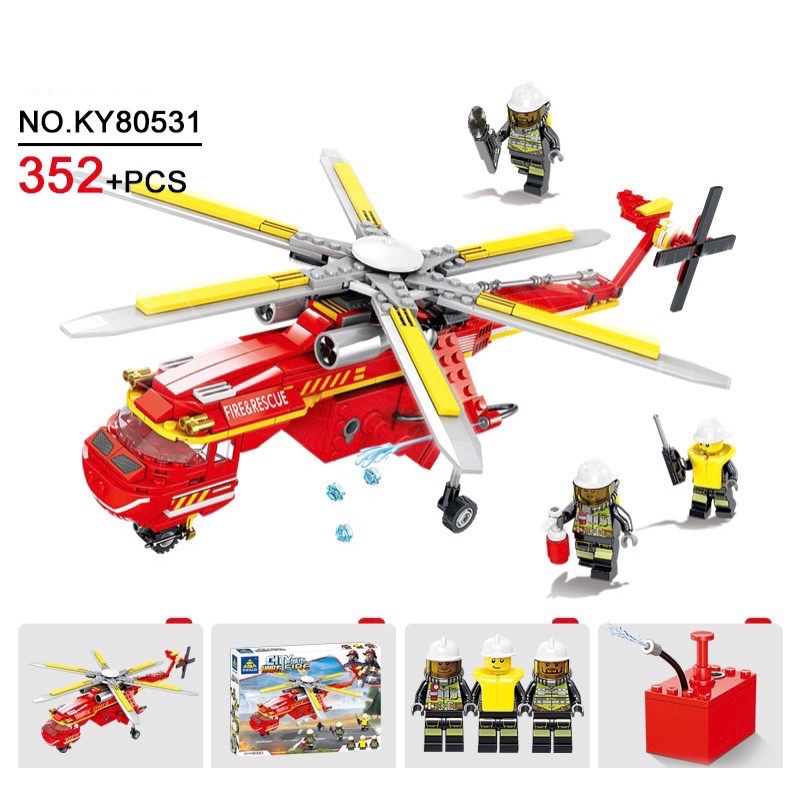 Lego non xếp hình máy bay chữa cháy - xếp hình lắp ráp máy bay 352pcs