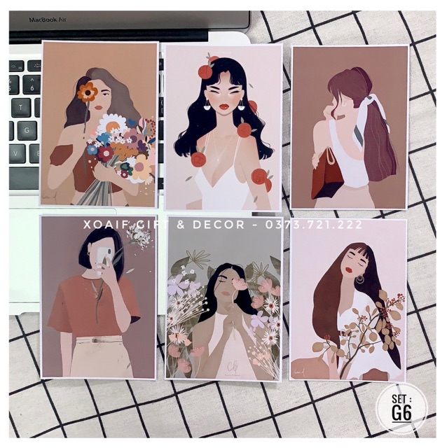 Set 12 tấm thiệp postcard BASIC có sẵn decor trang trí phòng cực xinh