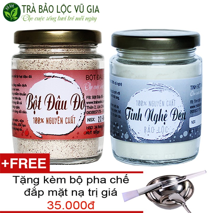 Combo Bột Đậu Đỏ + Tinh Nghệ Đen Vũ Gia