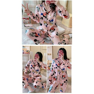 【COD】Bộ đồ Ngủ Bằng Lụa Pajama Bộ đồ Dài Tay Mỏng