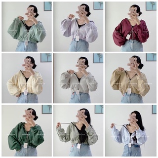 Áo Khoác Croptop Tay Phồng Nỉ Ngoại Dáng Lửng Nhiều Màu