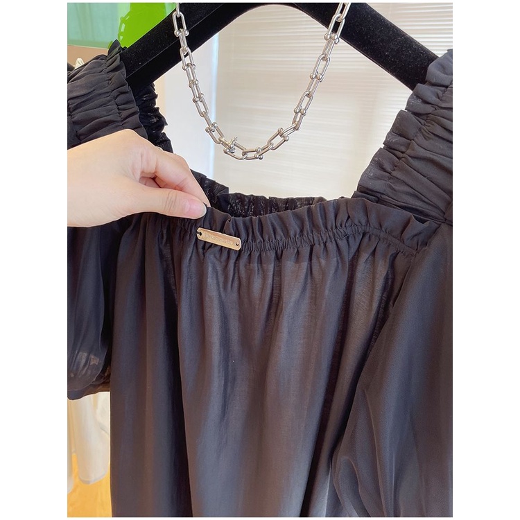 Áo chiffon Tay Phồng Cổ Vuông Phong Cách Châu Âu Thời Trang Cho Nữ