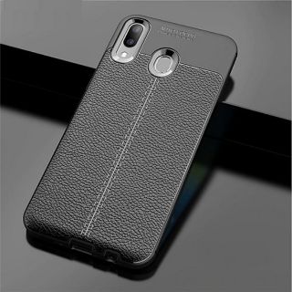 Ốp lưng Silicon giả da Autu focus Galaxy A20S màu đen