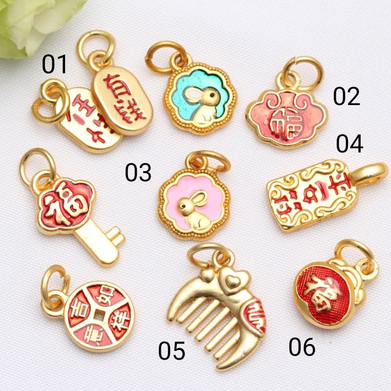 Charm xinh xắn dành cho dây đỏ đeo tay may mắn size 1.5mm