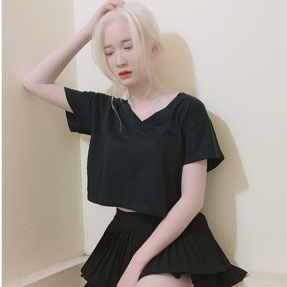 Áo Croptop nữ Shynstores - áo croptop Unisex cổ tim ngắn tay form rộng freeship