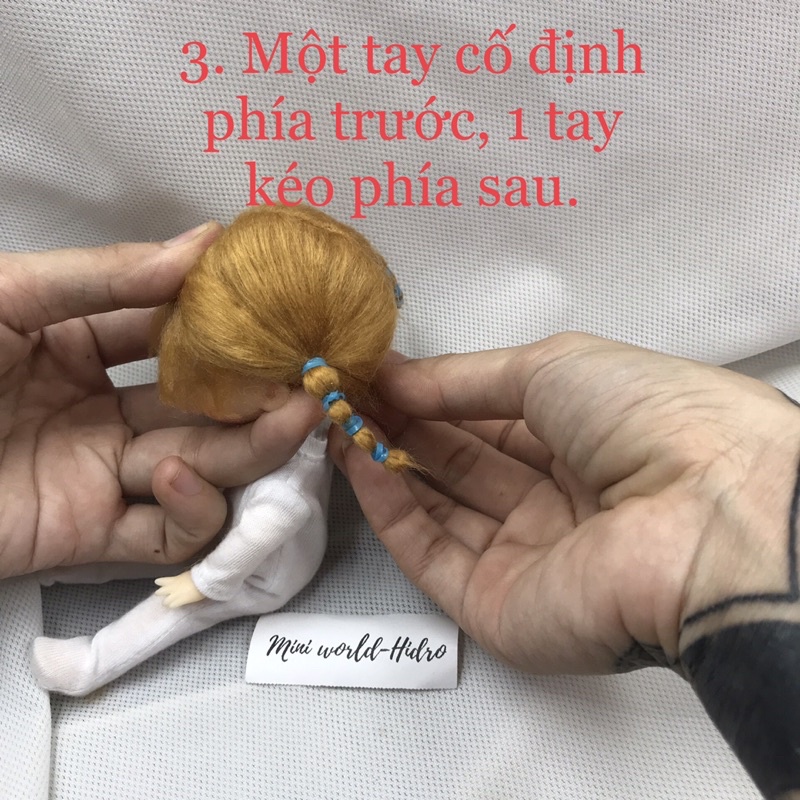 Wig len Tóc giả dành cho búp bê BJD Size 1/6 mong ming meng handmade.