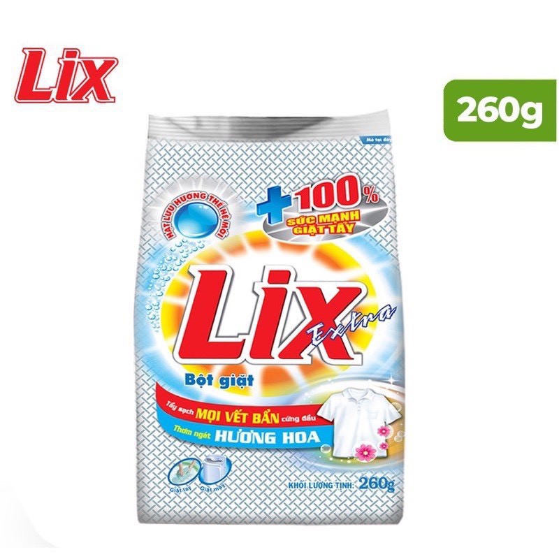 Bột giặt LIX Extra Hương Hoa 260G - Tẩy Sạch Cực Mạnh Vết Bẩn