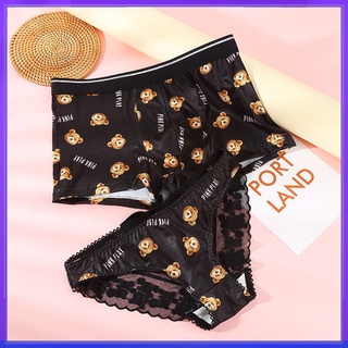 Quần lót nam/nữ cạp thấp phối ren in họa tiết hoạt hình gợi cảm cho cặp đôi