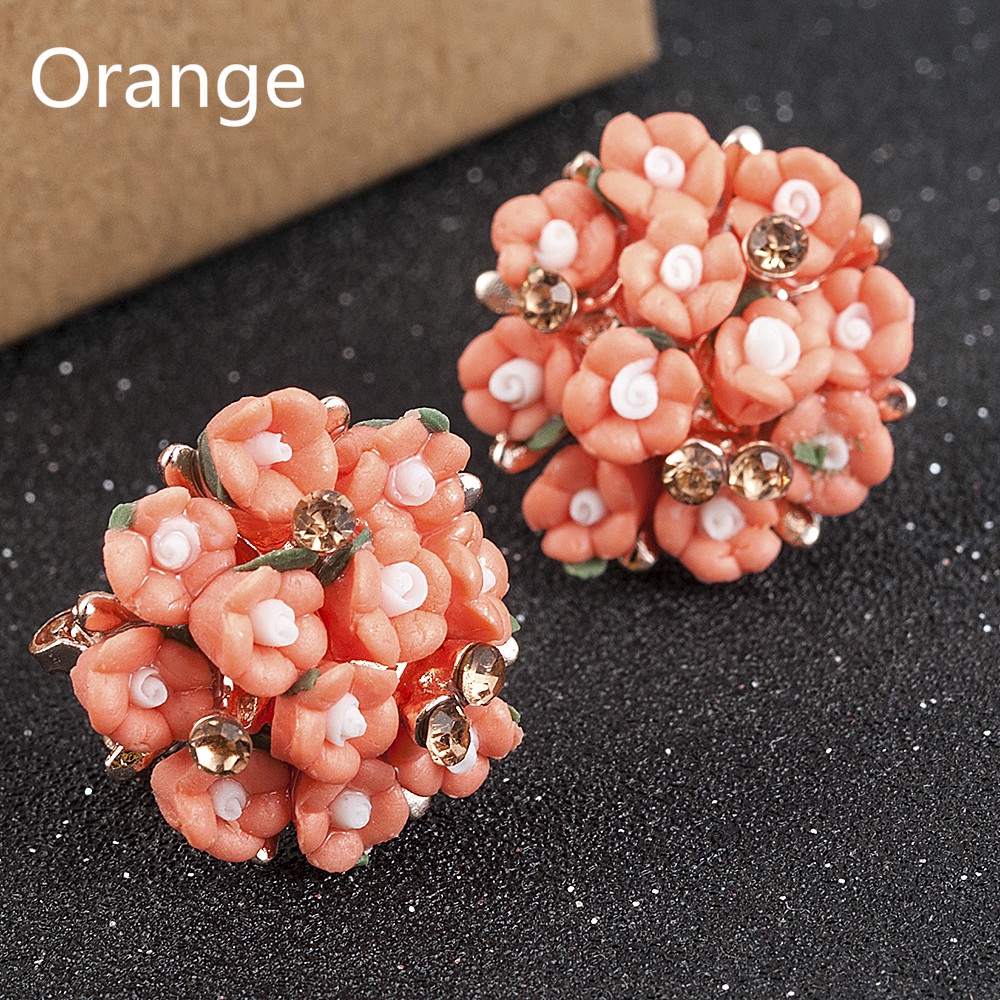 Bông tai hoa sứ phong cách Hàn Quốc dễ thương