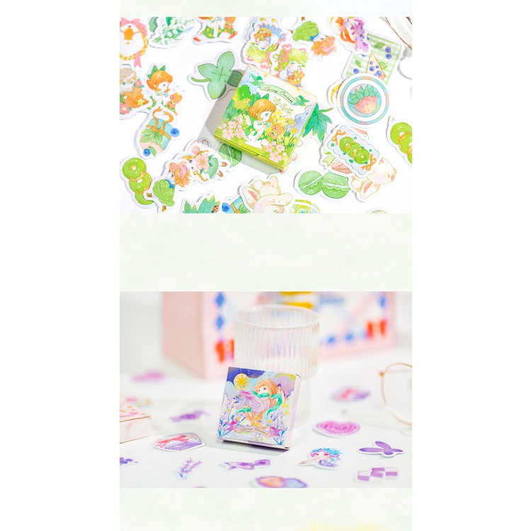 Hộp 50 sticker hình dán nàng tiên hoa đáng yêu