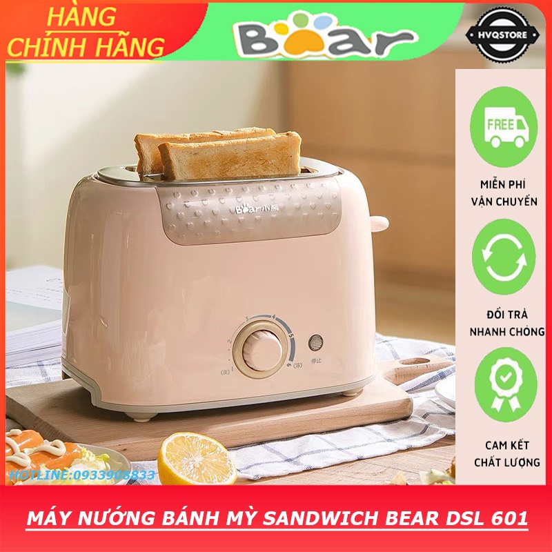 [Chính hãng] Máy Nướng Bánh Mỳ Sandwich Bear DSL-601 Hai Màu Xanh Hồng Sang Trọng