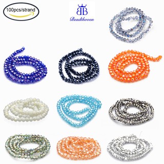 1 Strand Full Plated Faceted Rondelle Electroplate Glass Beads Strands Plated 6x4mm Hole: 1mm about 100pcs/strand 18.1 inch