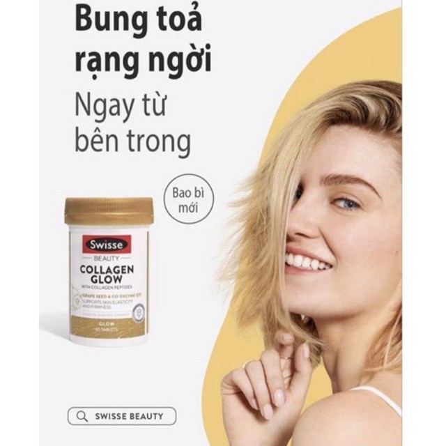 Viên uống đẹp da collagen glow Swisse Úc 120 viên