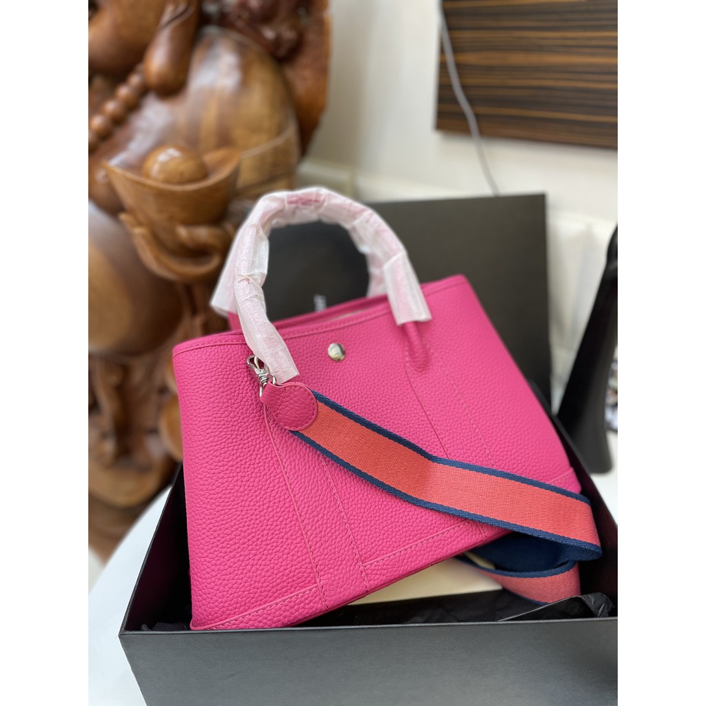 Túi quai xách da togo super màu hồng sen garden party size 30cm