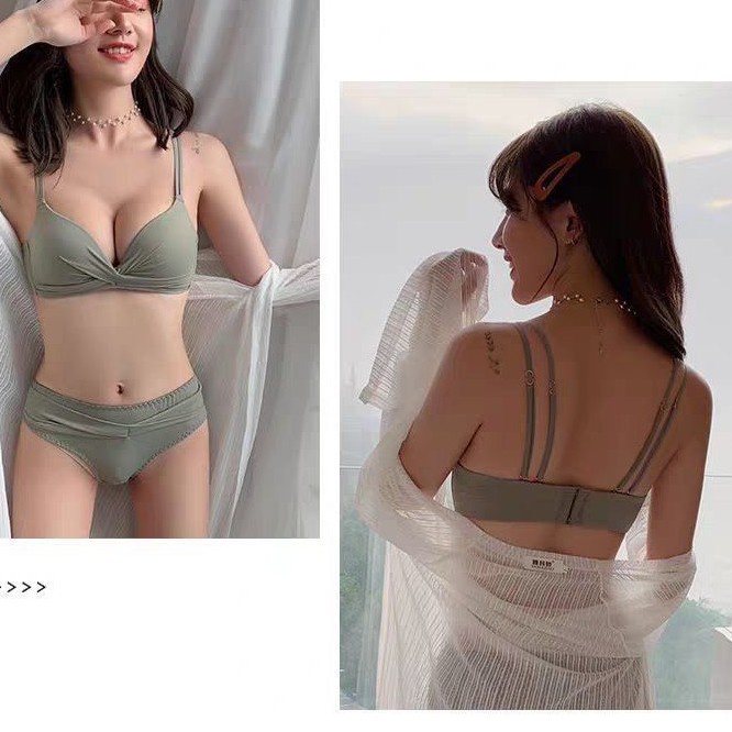 Áo lót không gọng nâng ngực - Áo ngực mỏng nhún nơ thông hơi dây chéo sexy quyến rũ Shop Buki