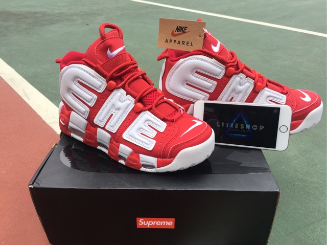 [ ẢNH THẬT ] GIÀY AIR MORE UPTEMPO X SUPREME " RED WHITE " NAM NỮ