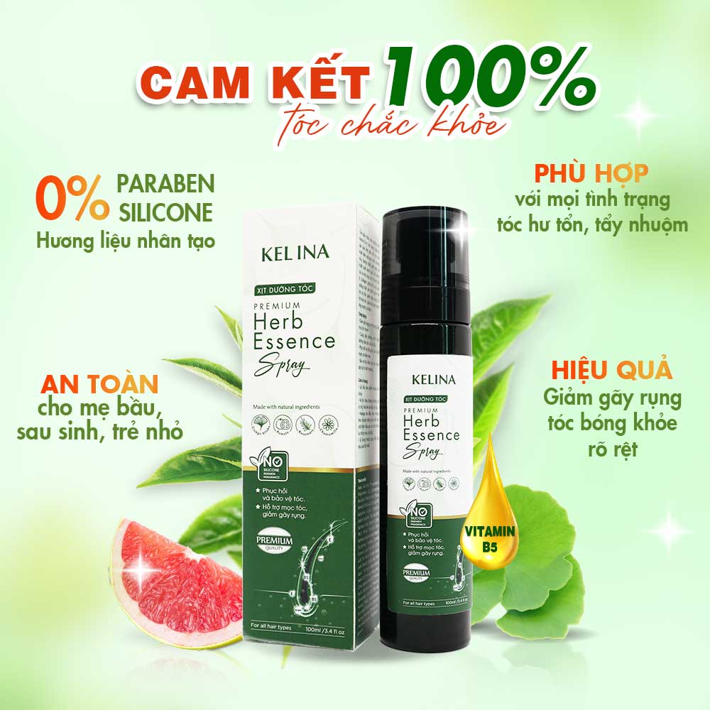 Xịt Dưỡng Tóc Tinh Dầu Thảo Mộc 3IN1 Kelina Phục Hồi  Hư Tổn, Cấp Ẩm Chuyên Sâu, Kích Mọc Tóc, Ngăn Gãy Rụng 100ml